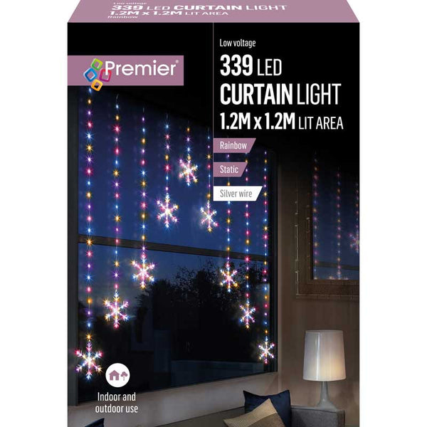 Premier LED Snowflake Curtain Lights - Rainbow image 1