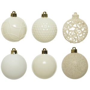 Decoris Shatterproof Baubles in Wool White (Pack of 37) image 1