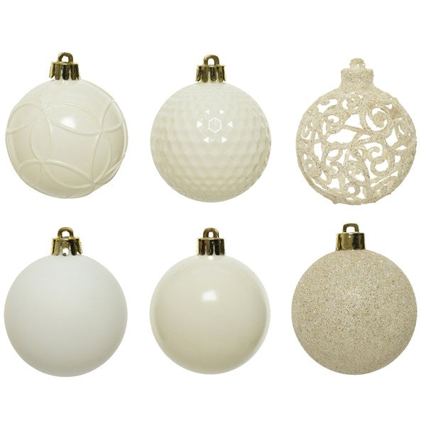 Decoris Shatterproof Baubles in Wool White (Pack of 37) image 1