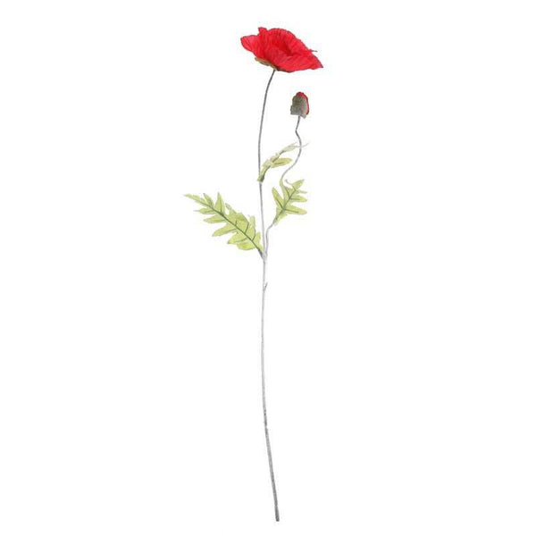 Large Red Poppy Stem (72cm) image 0