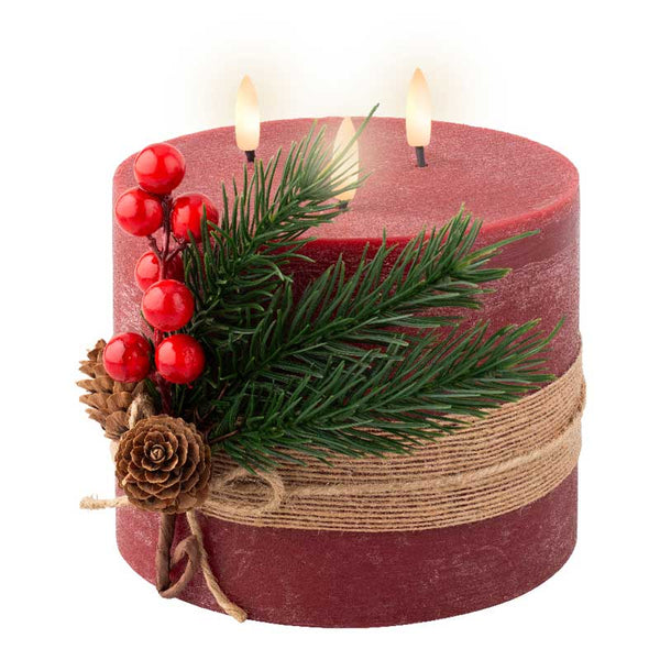 Lumineo Red Wax LED Candle with Accent image 4