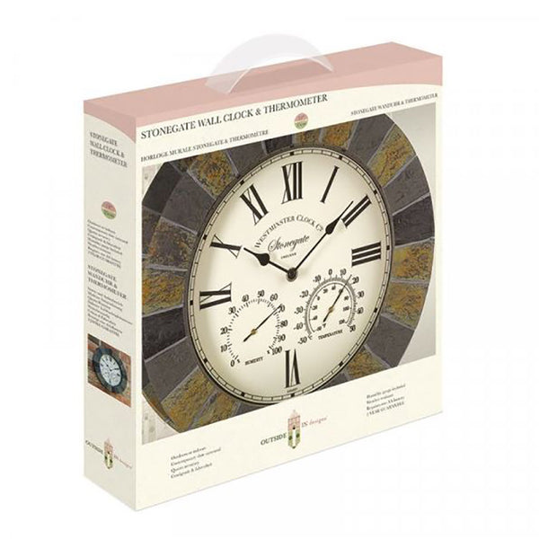 Outside In Stonegate Slate Wall Clock & Thermometer image 2