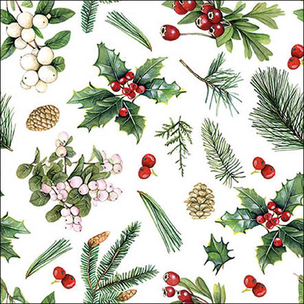 Ambiente Paper Napkins - White Winter Greenery (Pack of 20) image 0