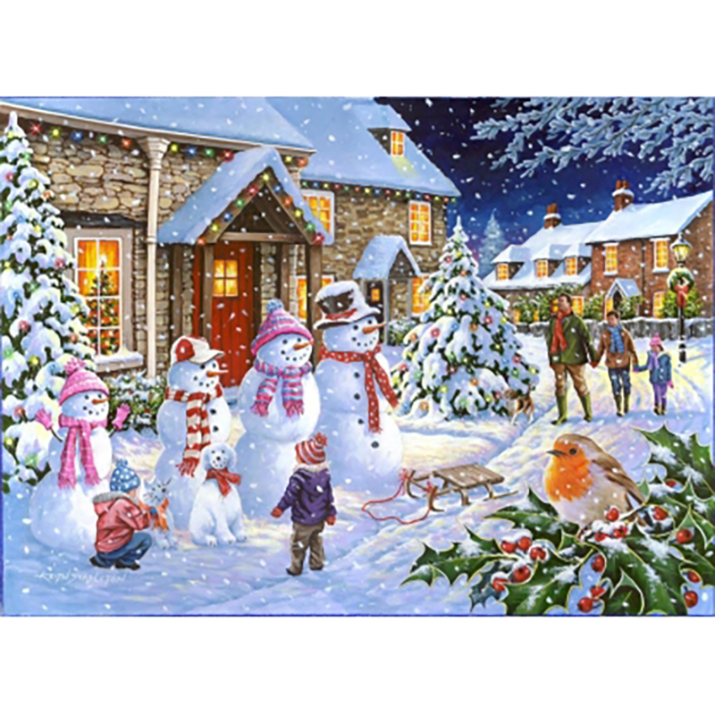 House Of Puzzles Snow Family 1000 Piece Jigsaw Puzzle image 0