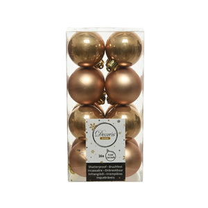 Decoris Shatterproof Baubles in Camel Brown (Pack of 16) image 0