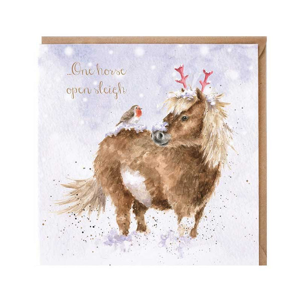 Wrendale Designs One Horse Open Sleigh Christmas Card image 0