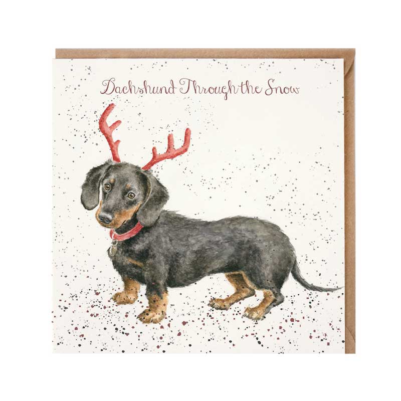 Wrendale Designs Dachshund Through The Snow Christmas Card image 0