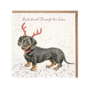 Wrendale Designs Dachshund Through The Snow Christmas Card image 0