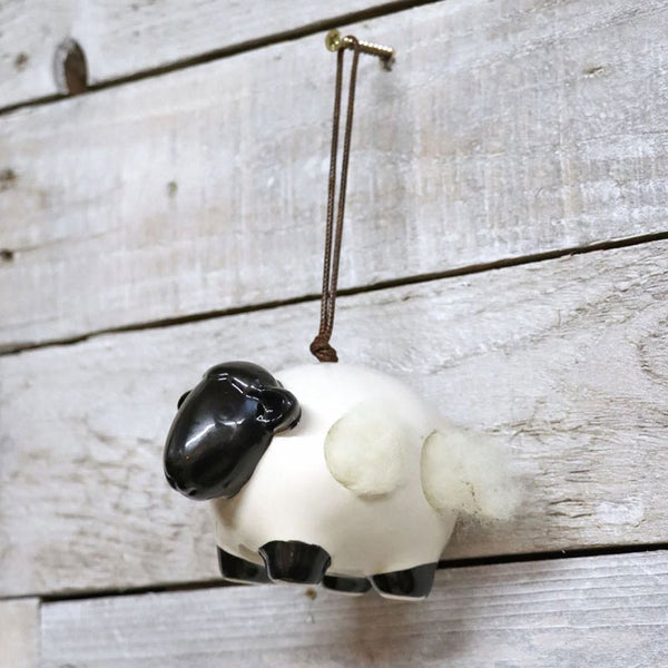 Wildlife World Hanging Ceramic Sheep with Wool image 2