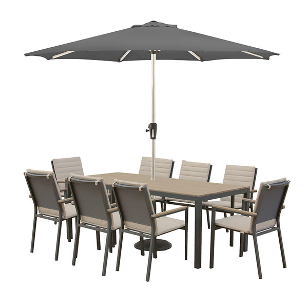 Bramblecrest Zurich 8 Seat Rectangular Dining Set with Parasol &amp; Base image 4
