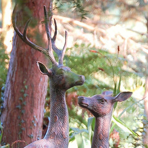 Home & Garden UK Extra Large Stag & Doe Garden Statue Set image 1