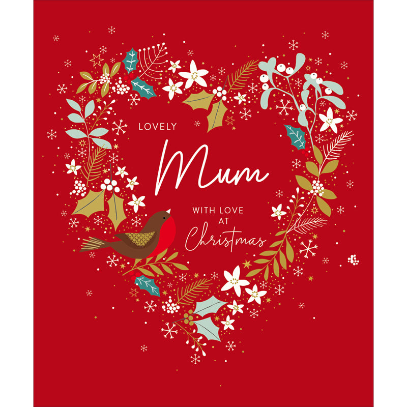 Woodmansterne Happy Christmas Wreath Mum Christmas Card image 0
