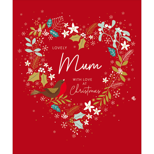 Woodmansterne Happy Christmas Wreath Mum Christmas Card image 0