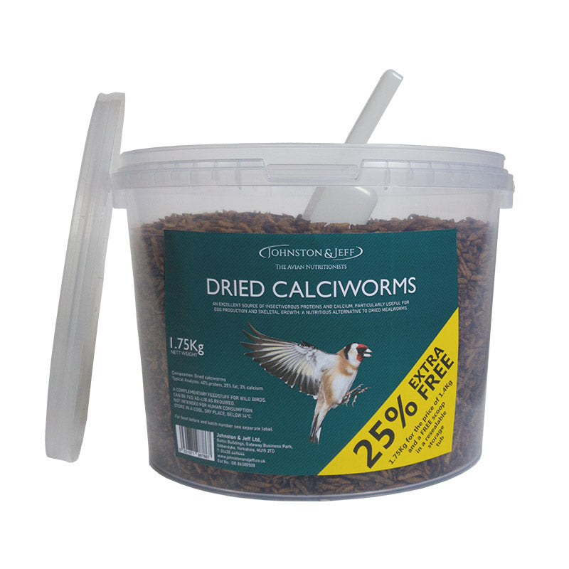 Johnston & Jeff Dried Calciworms Tub with Scoop 1.6kg image 0