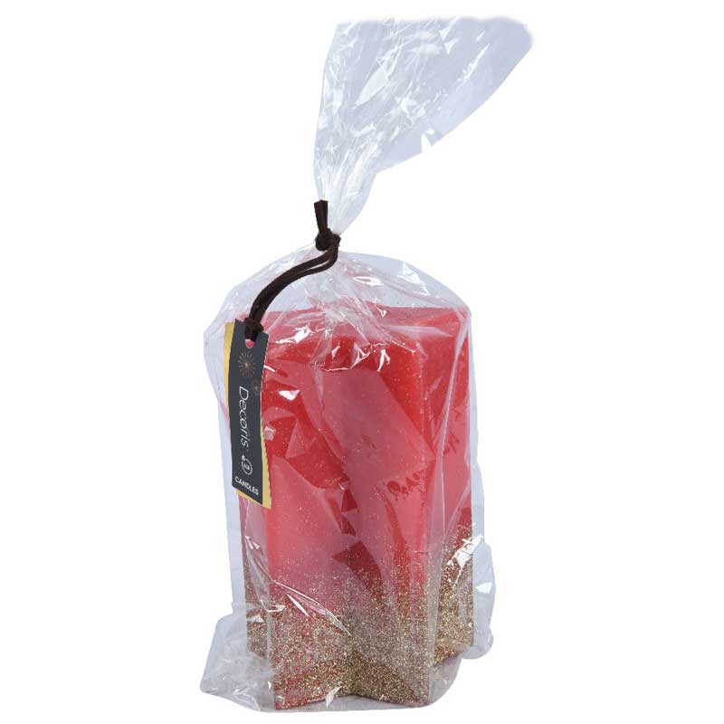 Decoris Red Glitter Star-Shaped Candle image 0