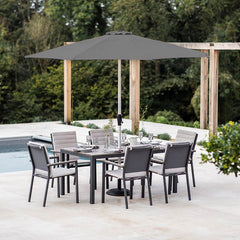 Bramblecrest Zurich 6 Seat Rectangular Dining Set with Parasol & Base image 0