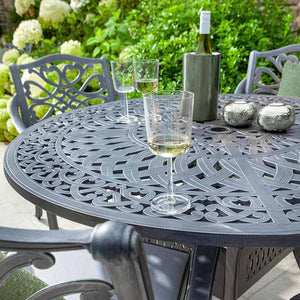 Hartman Capri 4 Seat Round Garden Dining Set in Antique Grey with Parasol &amp; Base image 4