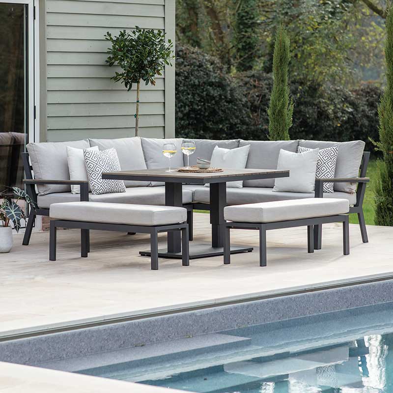 Bramblecrest Zurich Corner Sofa Set with Square Height-Adjustable Table image 0