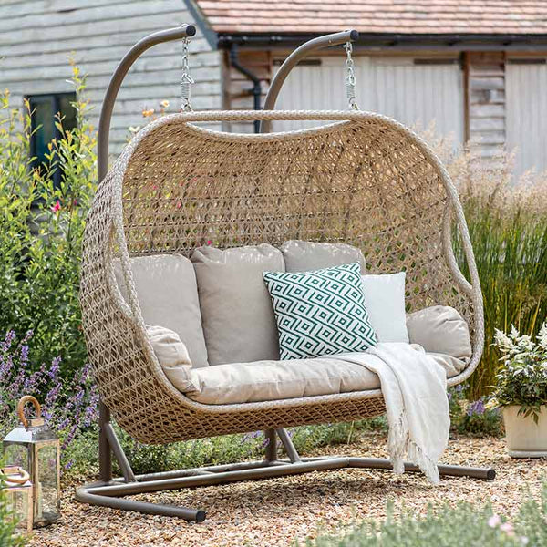 Bramblecrest Chedworth Triple Hanging Cocoon Chair in Sandstone Weave image 1