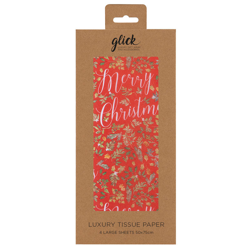 Glick Merry Christmas Foliage Luxury Tissue Paper (Pack of 4) image 0