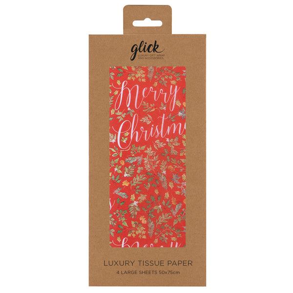Glick Merry Christmas Foliage Luxury Tissue Paper (Pack of 4) image 0