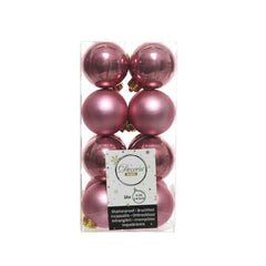 Decoris Shatterproof Baubles in Velvet Pink (Pack of 16) image 0