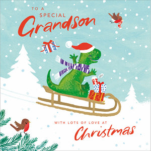 Woodmansterne Dinosaur Grandson Christmas Card image 0