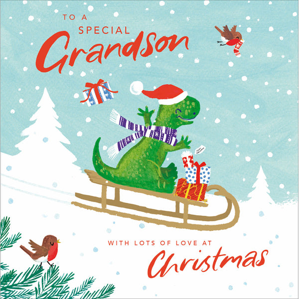 Woodmansterne Dinosaur Grandson Christmas Card image 0