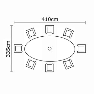 Bramblecrest Wentworth 8 Seat Outdoor Dining Set in Pewter Rattan with Elliptical Table, Lazy Susan, 3m Parasol &amp; 15kg Base image 8
