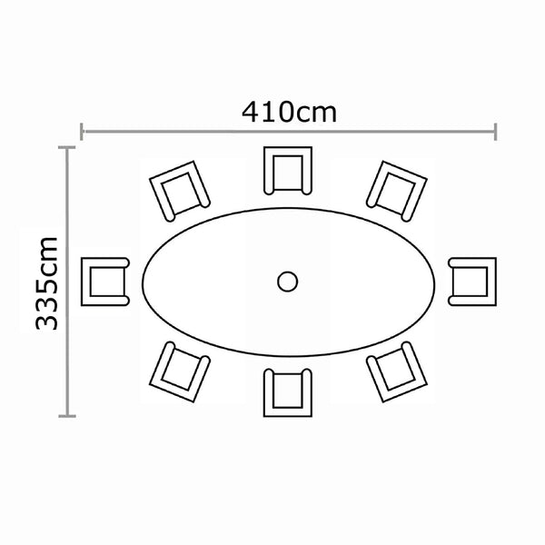 Bramblecrest Wentworth 8 Seat Outdoor Dining Set in Pewter Rattan with Elliptical Table, Lazy Susan, 3m Parasol &amp; 15kg Base image 8