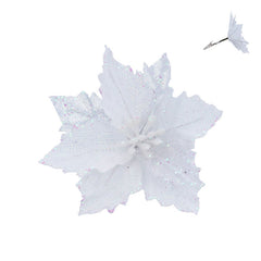 Gisela Graham White Fabric Poinsettia Clip image 0