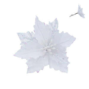 Gisela Graham White Fabric Poinsettia Clip image 0