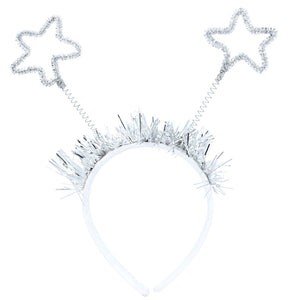 Gisela Graham Silver Tinsel Stars Headband image 0