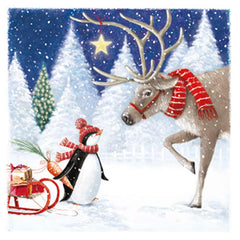 Ling Charity Christmas Cards - Reindeer &amp; Penguin Special Delivery (Pack of 6) image 0