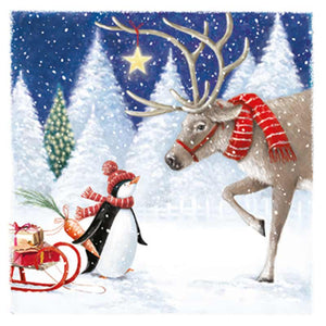 Ling Charity Christmas Cards - Reindeer &amp; Penguin Special Delivery (Pack of 6) image 0