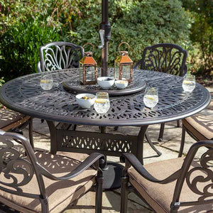 Hartman Amalfi 6 Seat Garden Dining Set in Bronze with Round Table, Lazy Susan, 3m Parasol &amp; 15kg Base image 2