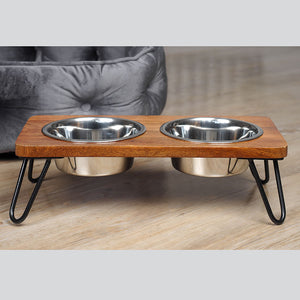 Zoon Wooden Double Diner Raised Bowls image 1