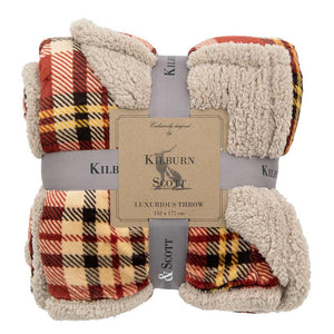 Kilburn & Scott Tartan Sherpa Throw in Red image 1