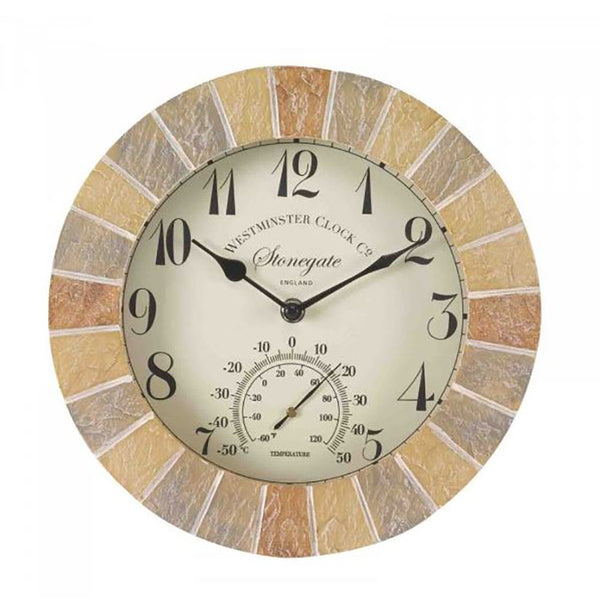 Outside In Stonegate Wall Clock & Thermometer image 1