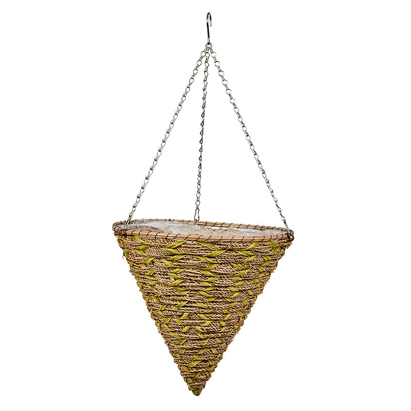 Smart Garden Faux Rattan Hanging Cone - Woodland Green (14 inch) image 0