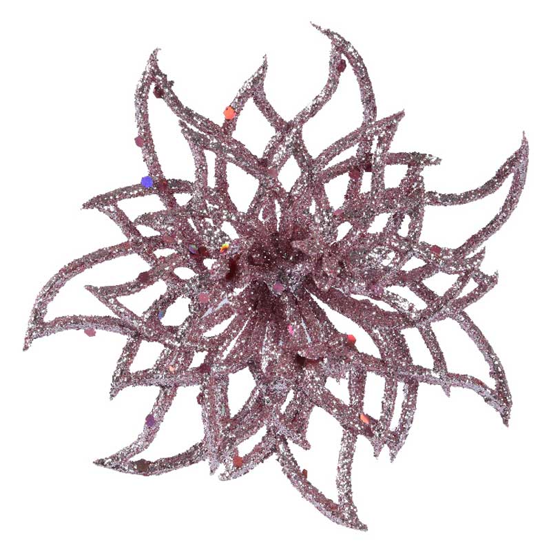 Everlands Pink Glitter Flower Clip image 0