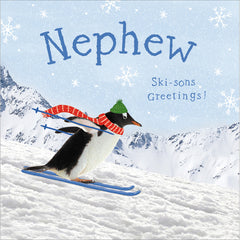 Woodmansterne Penguin Running Nephew Christmas Card image 0