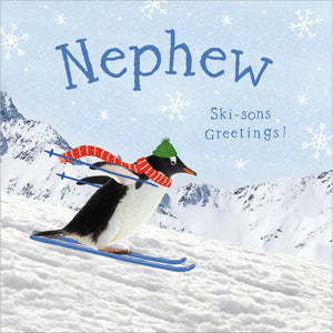 Woodmansterne Penguin Running Nephew Christmas Card image 0
