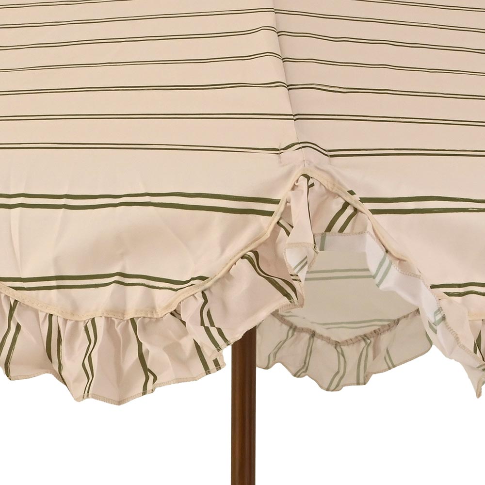 2.2m Striped Ruffle Frill Parasol - Beige image 0