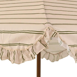 2.2m Striped Ruffle Frill Parasol - Beige image 1