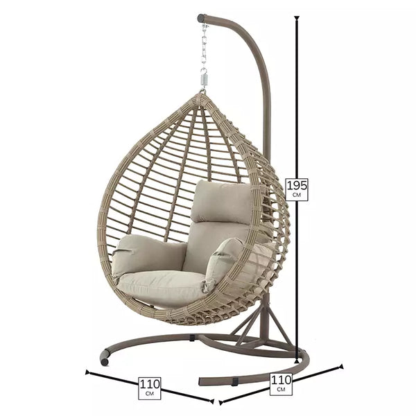 Bramblecrest Chedworth Single Tulip Open Weave Hanging Egg Chair Cocoon in Sandstone Rattan image 6