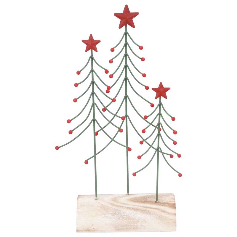Gisela Graham Trio of Wire Trees on Log image 0