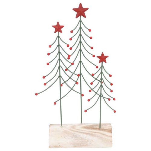 Gisela Graham Trio of Wire Trees on Log image 0