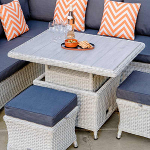 Bramblecrest Monterey Mini Corner Sofa Set in Dove Grey Rattan with Dual Height Table image 2