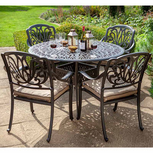 Hartman Amalfi 4 Seat Round Garden Dining Set in Bronze with 2.5m Parasol &amp; 15kg Base image 2
